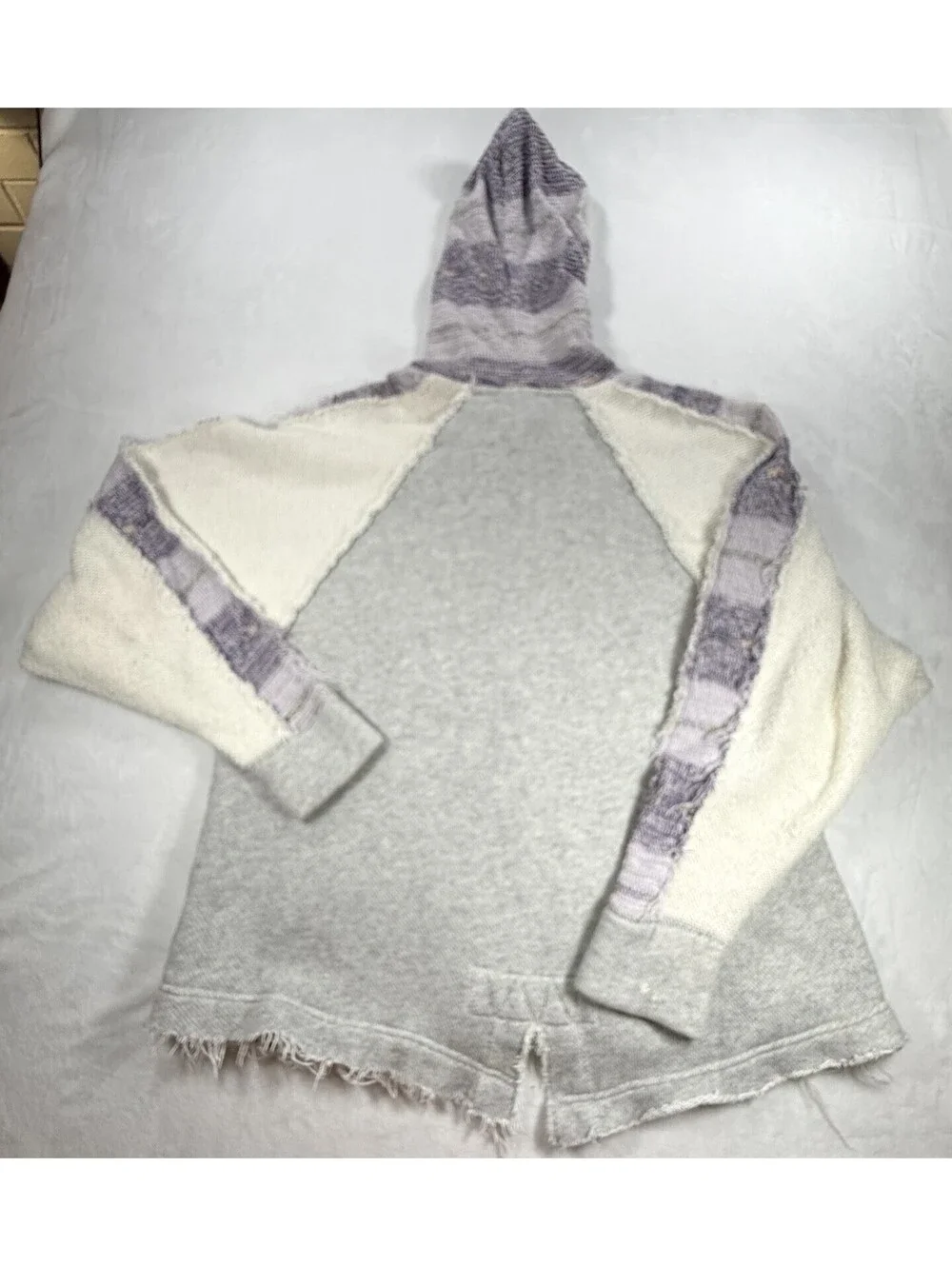 Free People Women’s Small Zip Hoodie Raw Edge Colorblock Boho Oversized